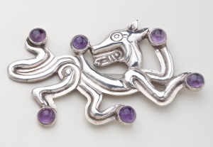 William Spratling Jaguar Brooch 1944 Silver and Amethyst Private Collection 